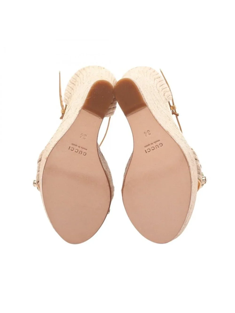 Gucci Sandals Carolina Bijou Wedge Sole Espadrilles Leather